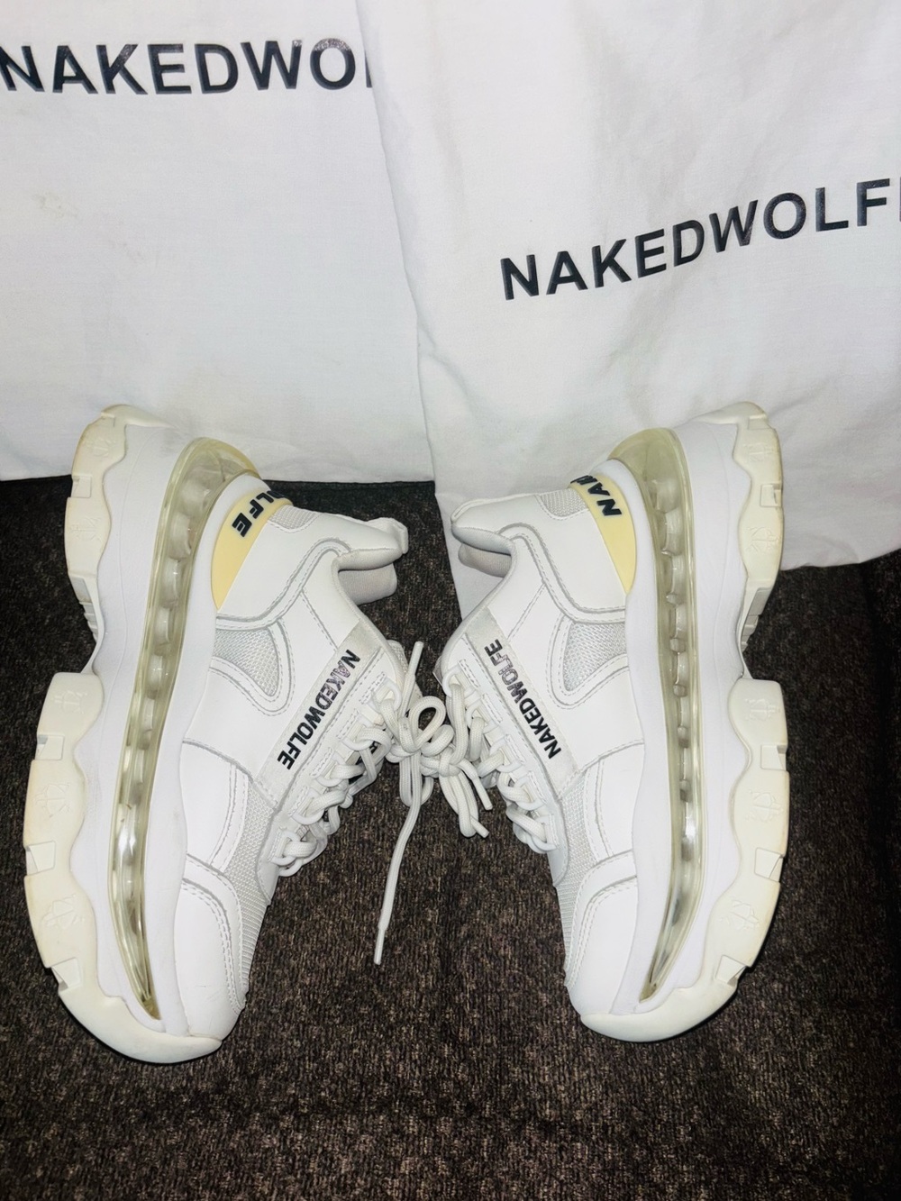 Naked Wolfe White Platform Fierce Sneakers